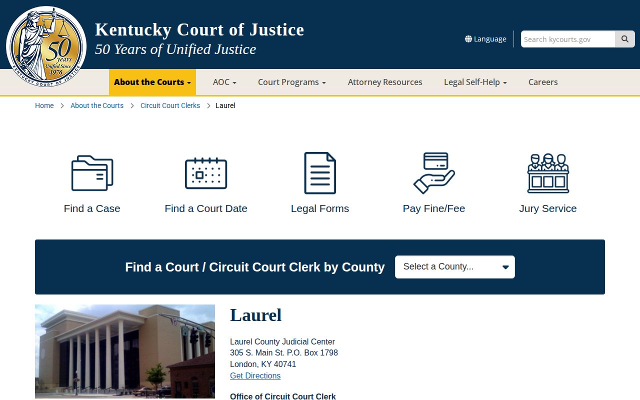 Laurel County court contacts for arrest booking disposition records