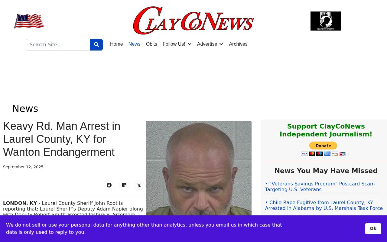 Laurel County crime news with jail-supplied booking image context